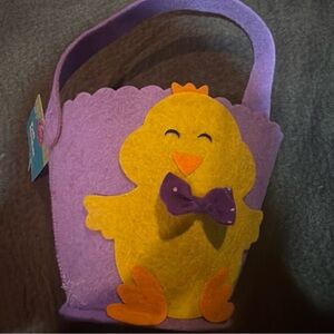 FELT BASKET Purple Bird 5.5IN X 9.25 IN NWT